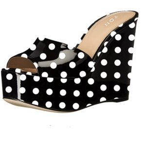 YDN Polka Dots High Heels Platform Peep Toe Mules